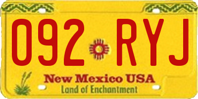 NM license plate 092RYJ