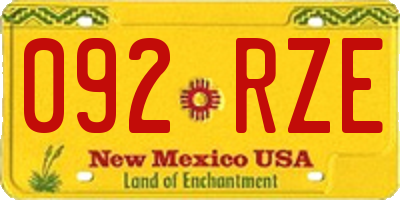 NM license plate 092RZE