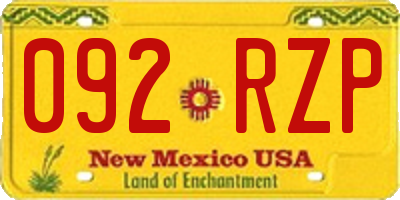 NM license plate 092RZP