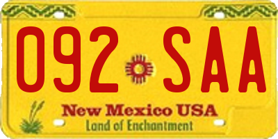 NM license plate 092SAA