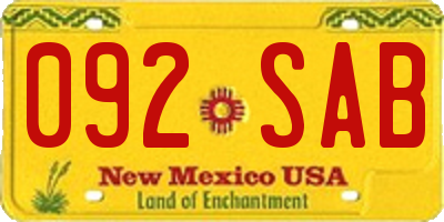 NM license plate 092SAB