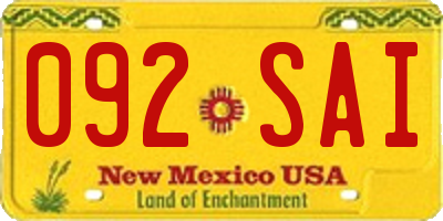 NM license plate 092SAI