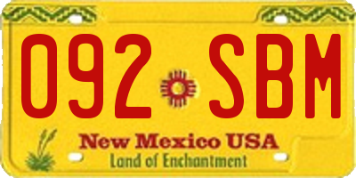 NM license plate 092SBM