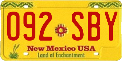 NM license plate 092SBY