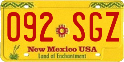 NM license plate 092SGZ