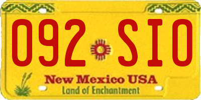 NM license plate 092SIO