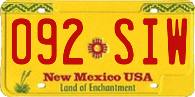NM license plate 092SIW