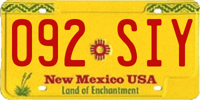 NM license plate 092SIY
