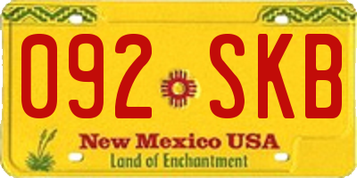 NM license plate 092SKB