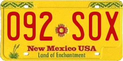 NM license plate 092SOX