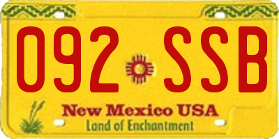 NM license plate 092SSB