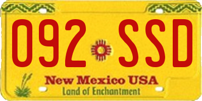 NM license plate 092SSD