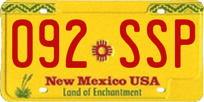 NM license plate 092SSP