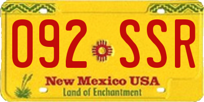 NM license plate 092SSR