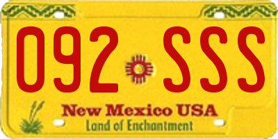 NM license plate 092SSS
