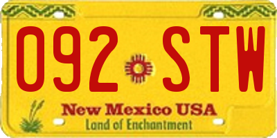 NM license plate 092STW