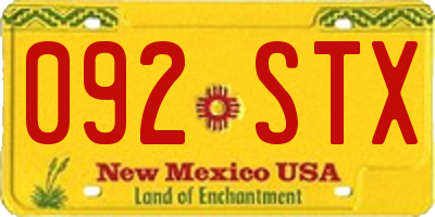 NM license plate 092STX