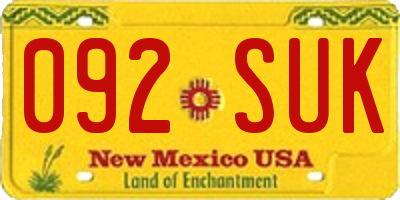 NM license plate 092SUK