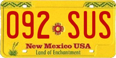 NM license plate 092SUS