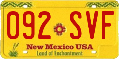 NM license plate 092SVF