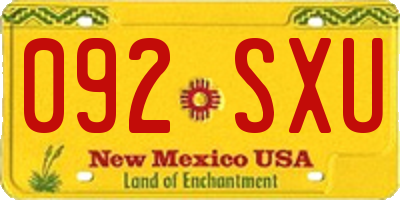 NM license plate 092SXU