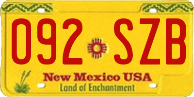 NM license plate 092SZB
