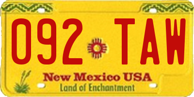 NM license plate 092TAW