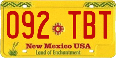 NM license plate 092TBT