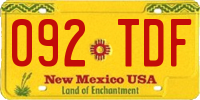 NM license plate 092TDF