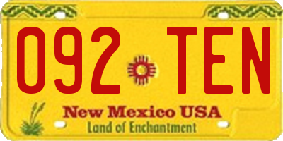 NM license plate 092TEN