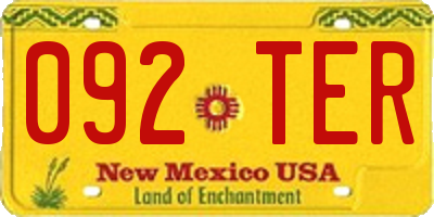 NM license plate 092TER