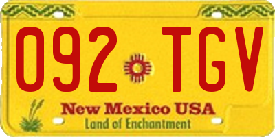 NM license plate 092TGV