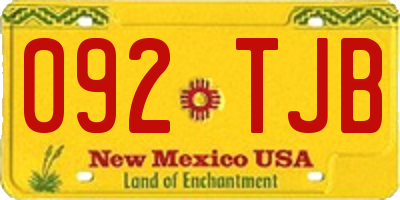 NM license plate 092TJB