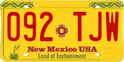 NM license plate 092TJW