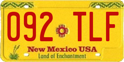 NM license plate 092TLF