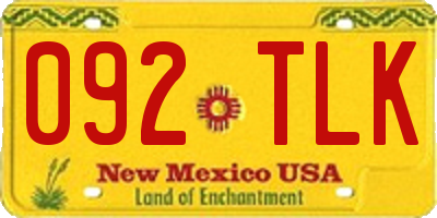 NM license plate 092TLK
