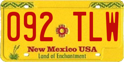 NM license plate 092TLW