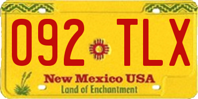 NM license plate 092TLX