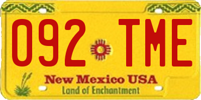 NM license plate 092TME