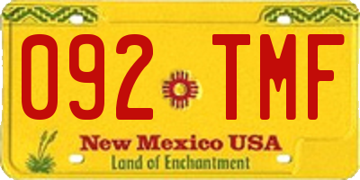 NM license plate 092TMF