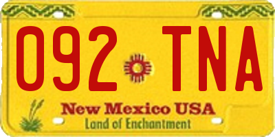 NM license plate 092TNA
