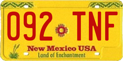 NM license plate 092TNF
