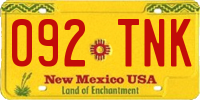 NM license plate 092TNK