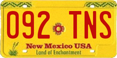 NM license plate 092TNS