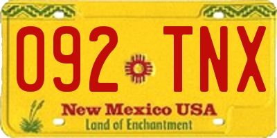 NM license plate 092TNX
