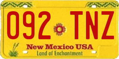 NM license plate 092TNZ