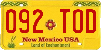 NM license plate 092TOD