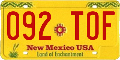 NM license plate 092TOF