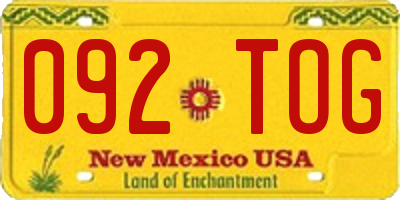 NM license plate 092TOG