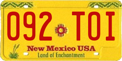 NM license plate 092TOI
